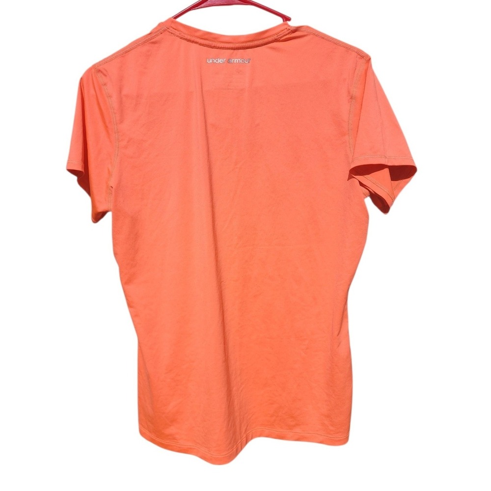 Under Armour Womens HeatGear Fitted Short Sleeve Athletic Shirt Orange Large - Picture 2 of 7